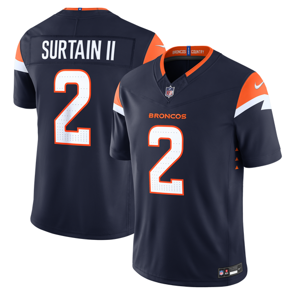 Denver Broncos Pat Surtain II Navy Alternate Vapor F.U.S.E. Stitched Limited Jersey