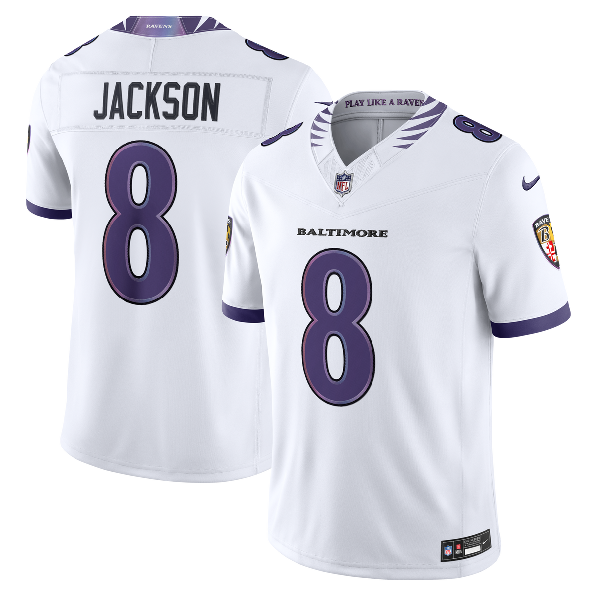 Baltimore Ravens Lamar Jackson White Vapor F.U.S.E. Stitched Limited Jersey