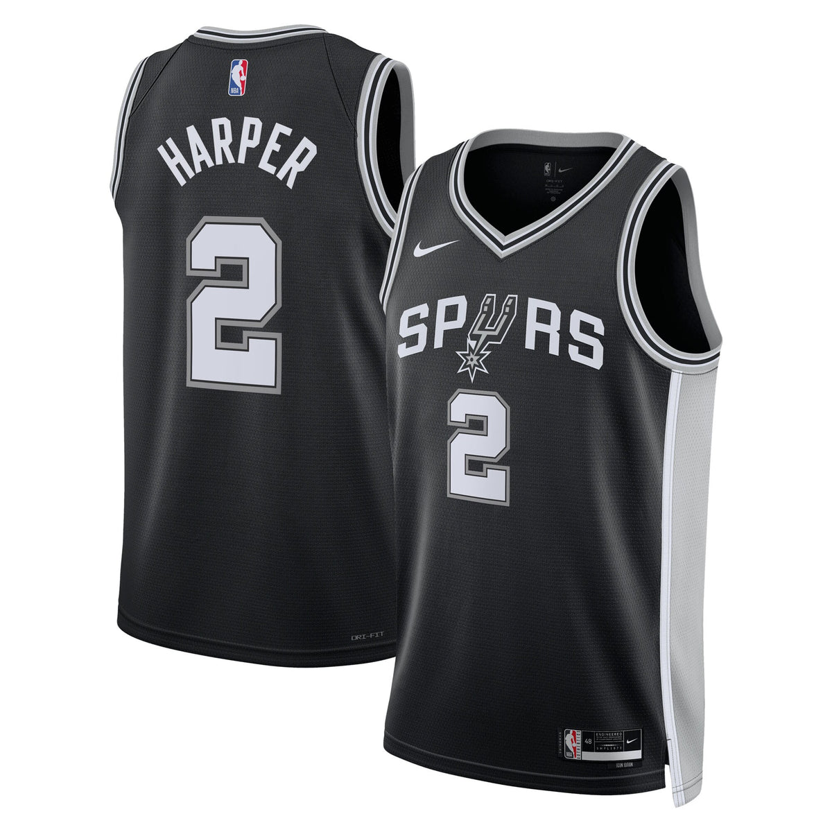 San Antonio Spurs Icon Edition Swingman Jersey NBA 2025 First Round Draft Pick - Black - Dylan Harper