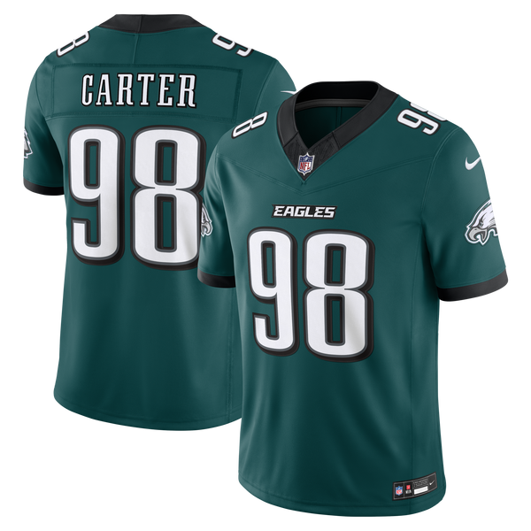 Philadelphia Eagles Jalen Carter Midnight Green Team Vapor F.U.S.E. Stitched Limited Jersey