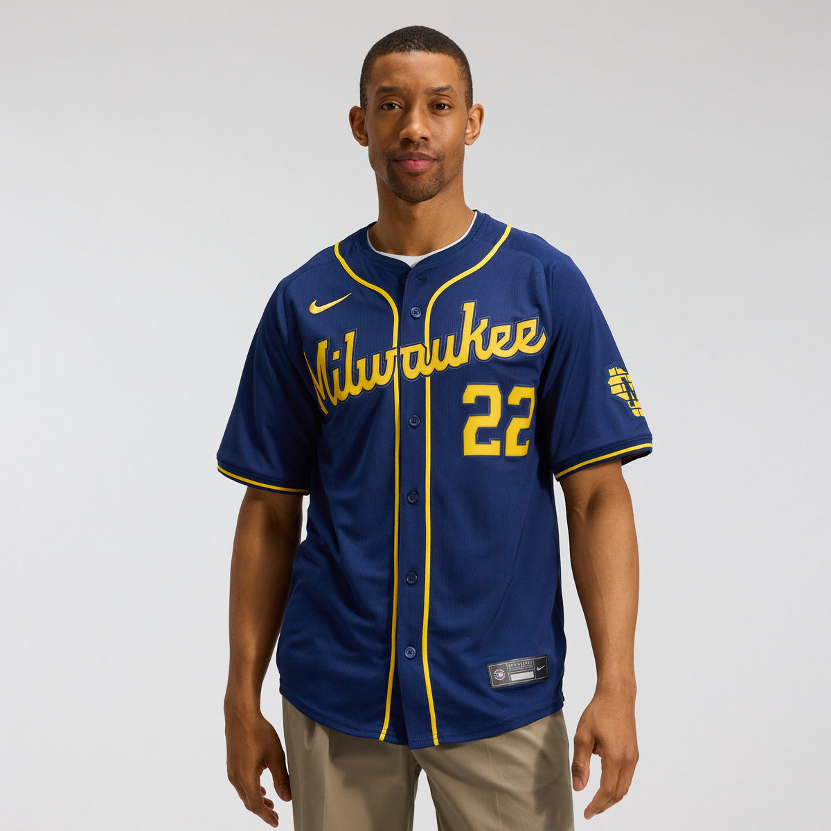 Milwaukee Brewers Christian Yelich Navy Alternate Limited Jersey