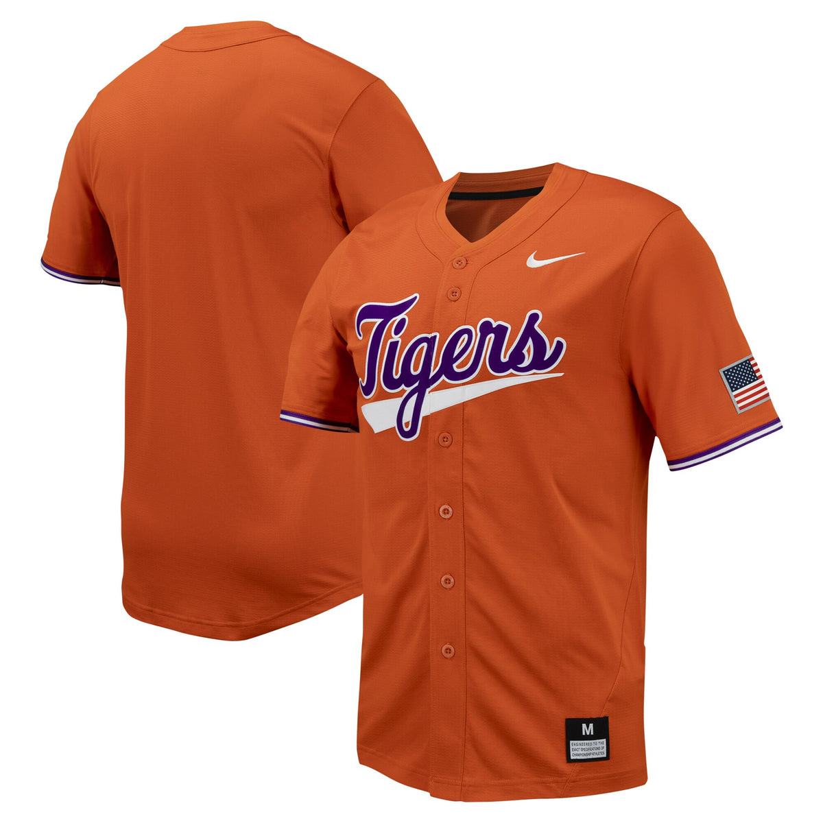 Orange Clemson Tigers Replica Full-Button Baseball Jersey