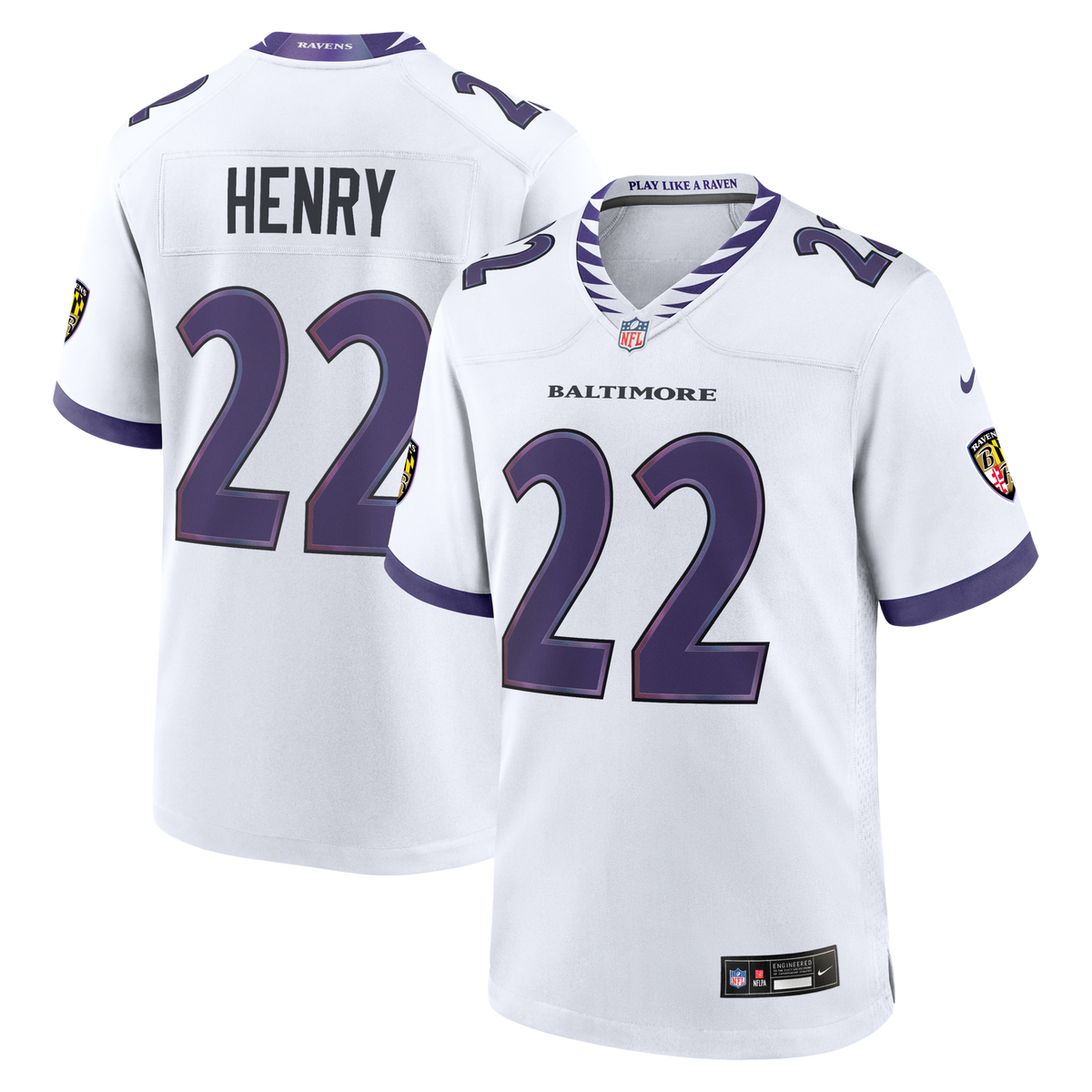 Baltimore Ravens Derrick Henry White Game Jersey