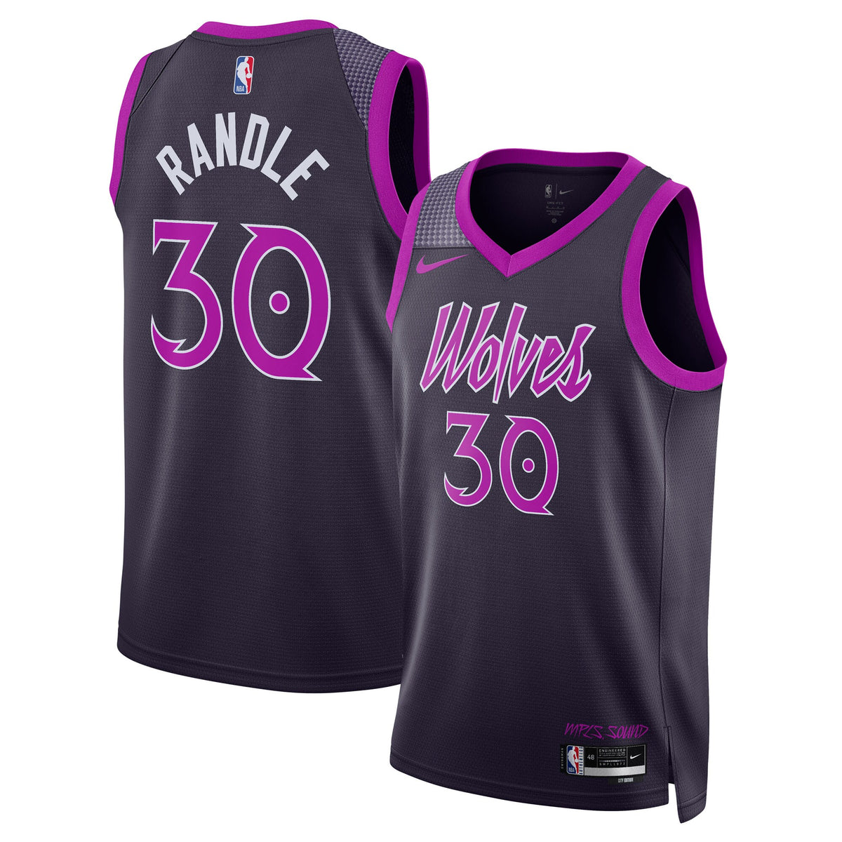 Minnesota Timberwolves 2025/26 City Edition Swingman Jersey - Black - Julius Randle