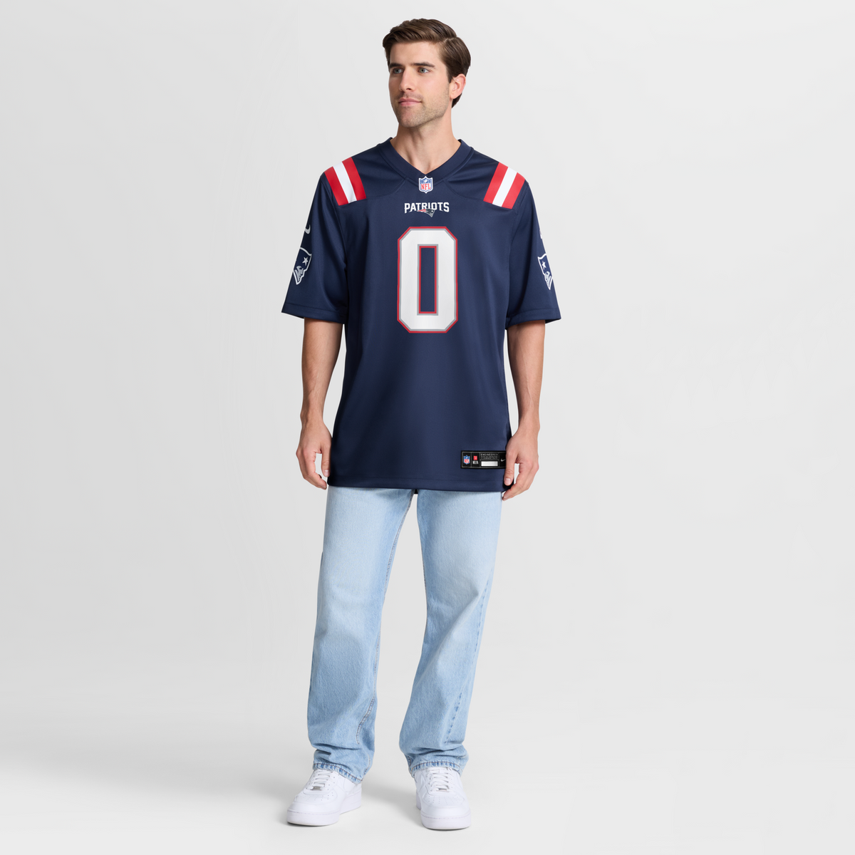 New England Patriots Christian Gonzalez Navy Team Game Jersey