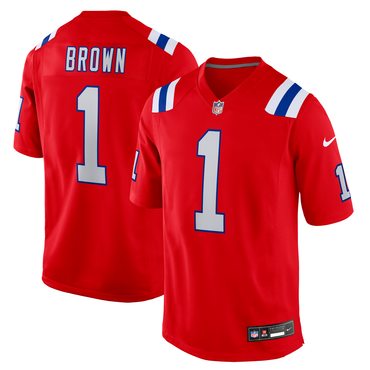 New England Patriots A.J. Brown Red Game Jersey