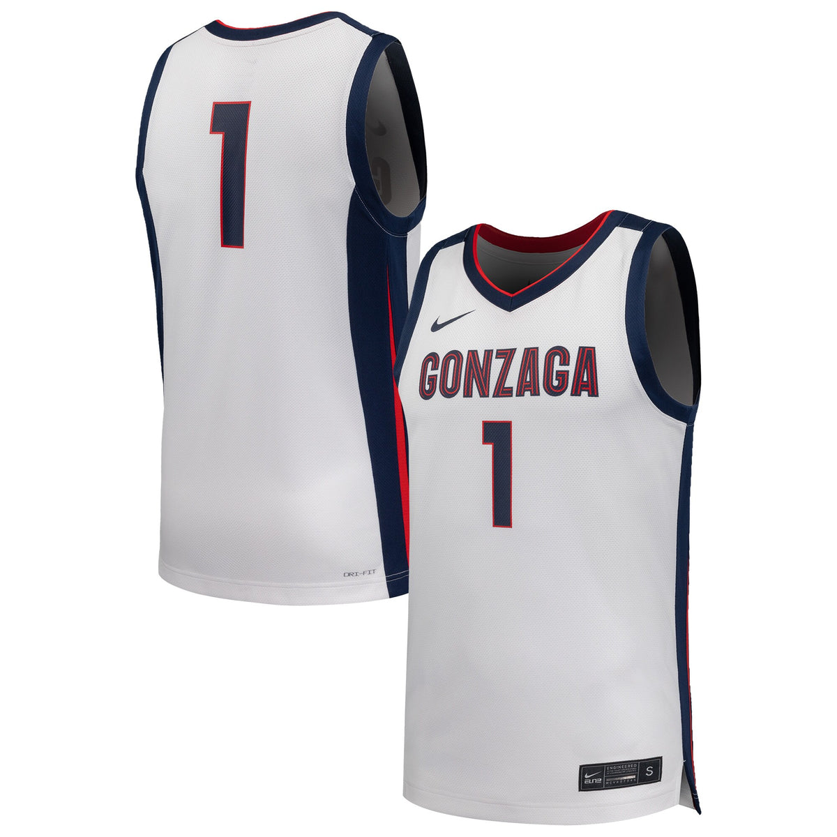 #1 White Gonzaga Bulldogs Replica Basketball Jersey