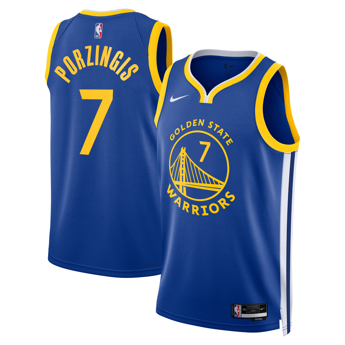 Golden State Warriors Icon Edition Swingman Jersey - Royal - Kristaps Porziņģis