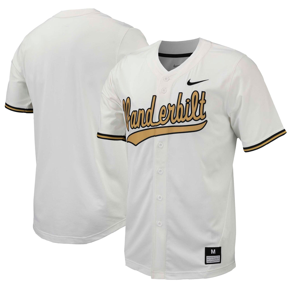 White Vanderbilt Commodores Replica Full-Button Baseball Jersey