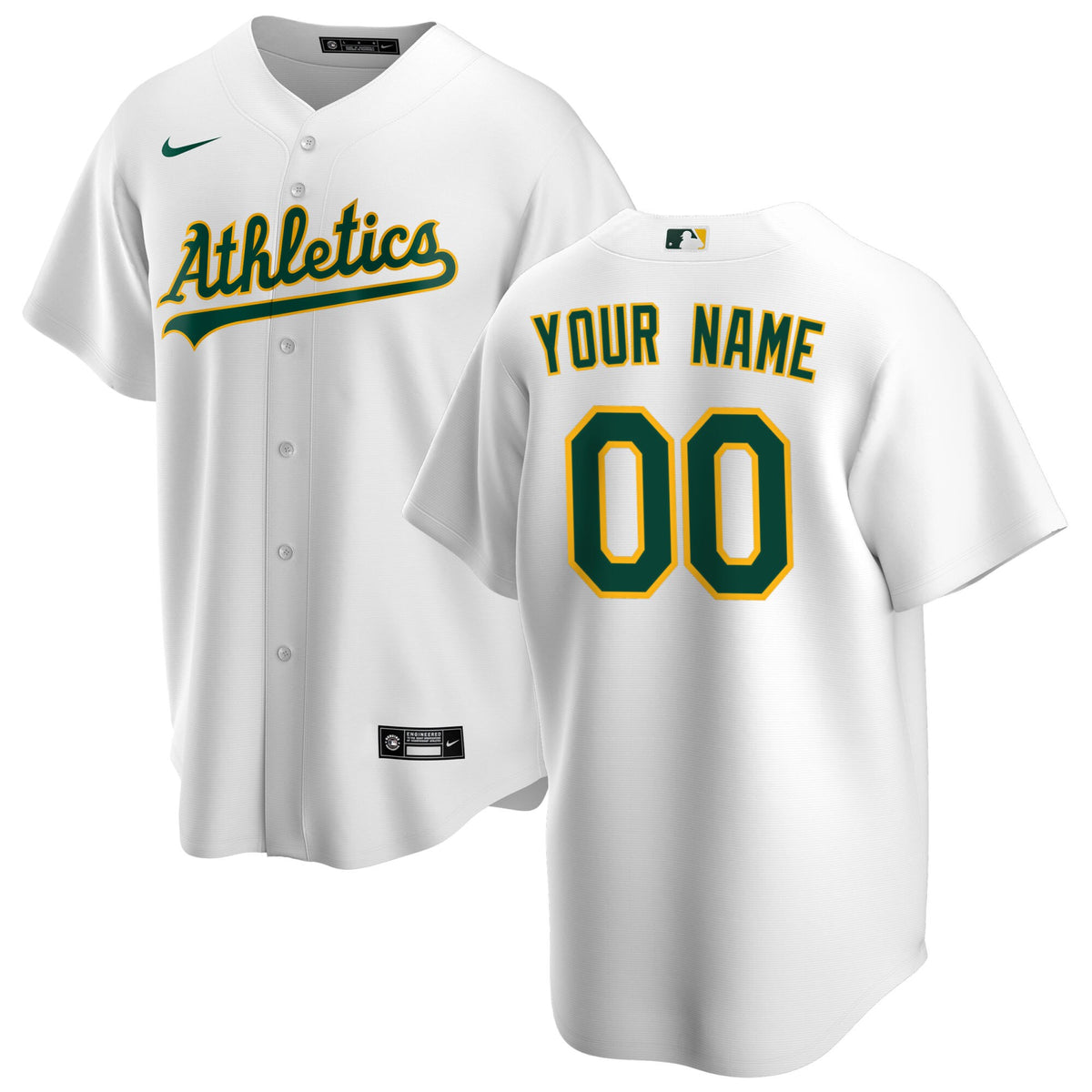 Athletics White Home Replica Custom Jersey