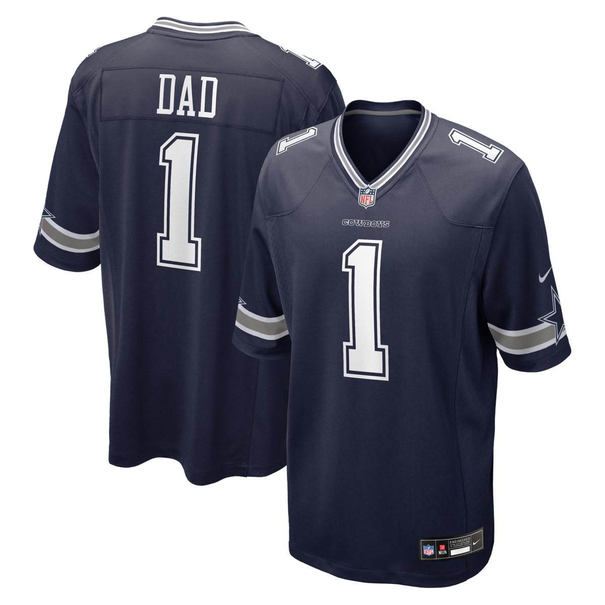 Dallas Cowboys Number 1 Dad Navy Game Jersey