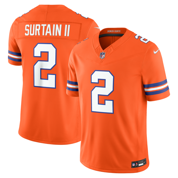 Denver Broncos Pat Surtain II Orange Alternate Mile High Collection 1977 Throwback Vapor F.U.S.E. Stitched Limited Jersey
