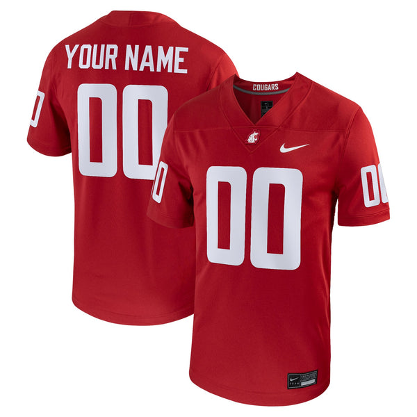 Crimson Washington State Cougars Football Custom Game Jersey