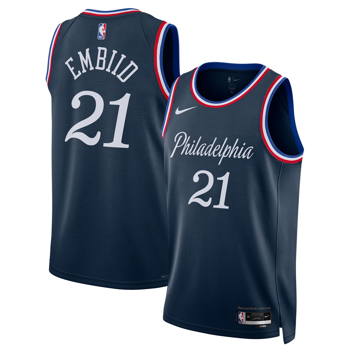 Philadelphia 76ers 2025/26 City Edition Swingman Jersey - Navy - Joel Embiid
