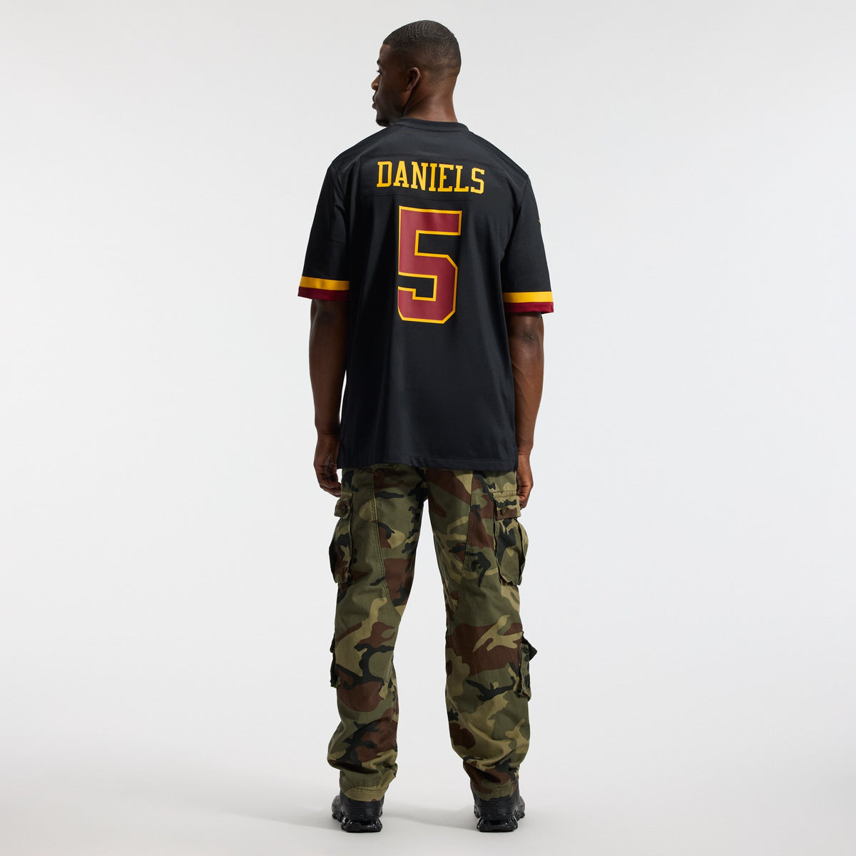 Hail Raiser Washington Commanders Jayden Daniels Black Alternate Game Jersey