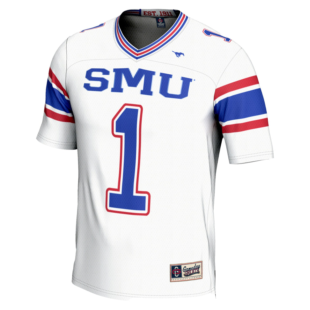 GameDay Greats #1 White SMU Mustangs Endzone Football Jersey