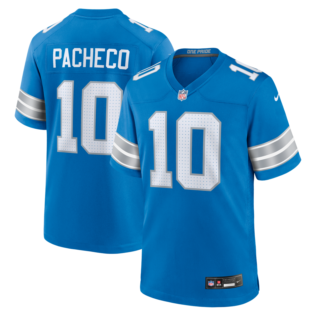 Detroit Lions Isiah Pacheco Blue Team Game Jersey