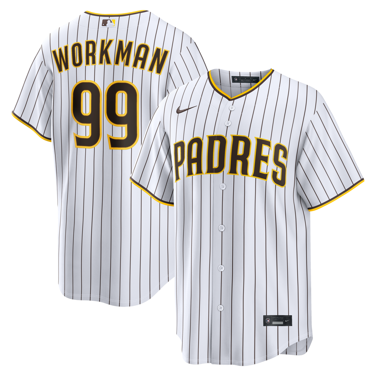 San Diego Padres Gage Workman White Home Replica Jersey