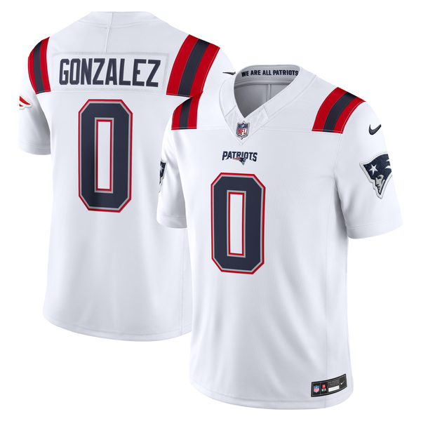 New England Patriots Christian Gonzalez White Vapor F.U.S.E. Stitched Limited Jersey