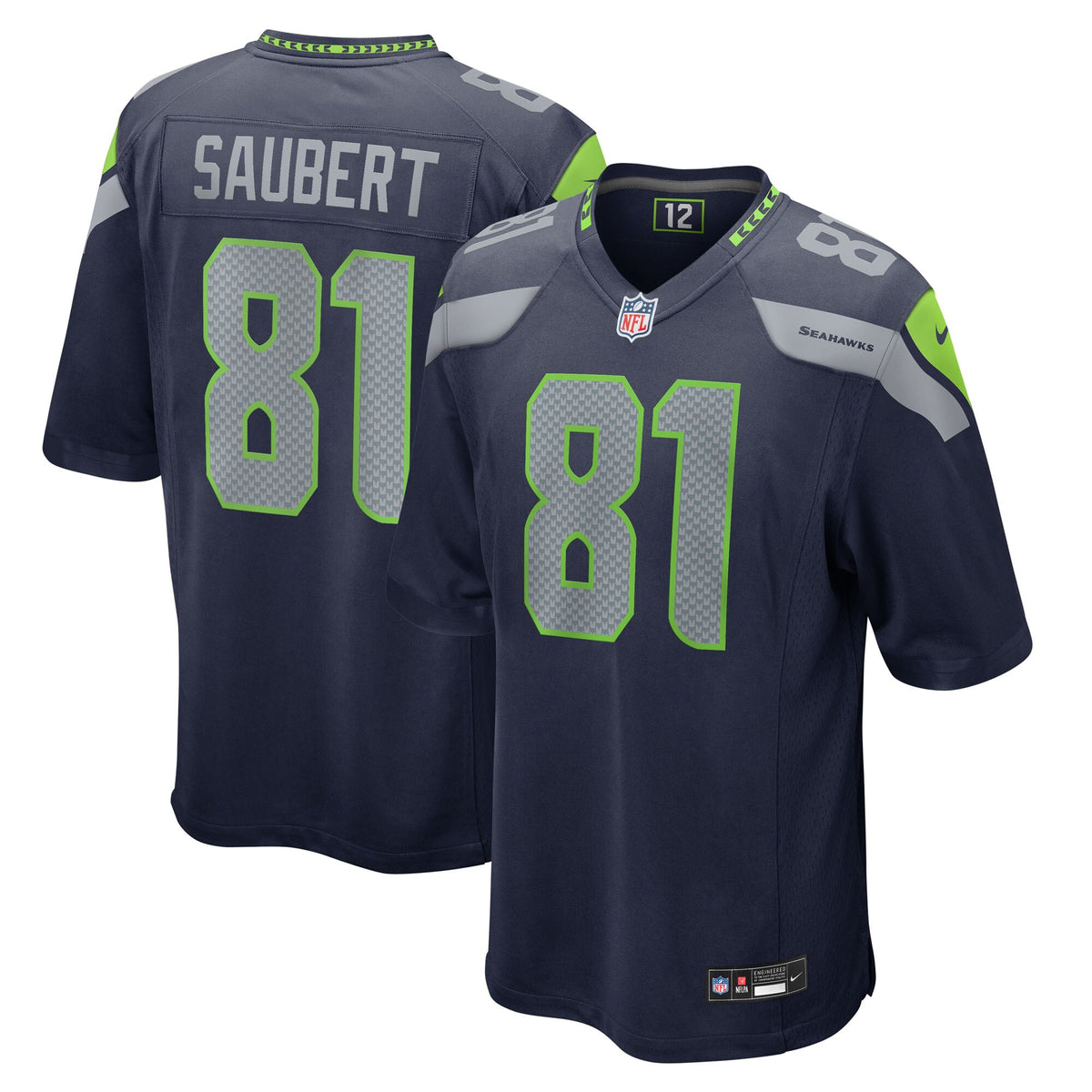 Seattle Seahawks Eric Saubert College Navy Team Game Jersey