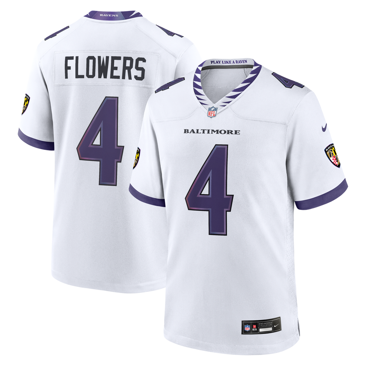 Baltimore Ravens Zay Flowers White Game Jersey