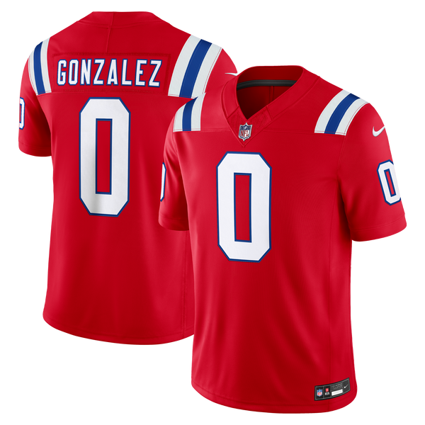 New England Patriots Christian Gonzalez Red Alternate Vapor F.U.S.E. Stitched Limited Jersey