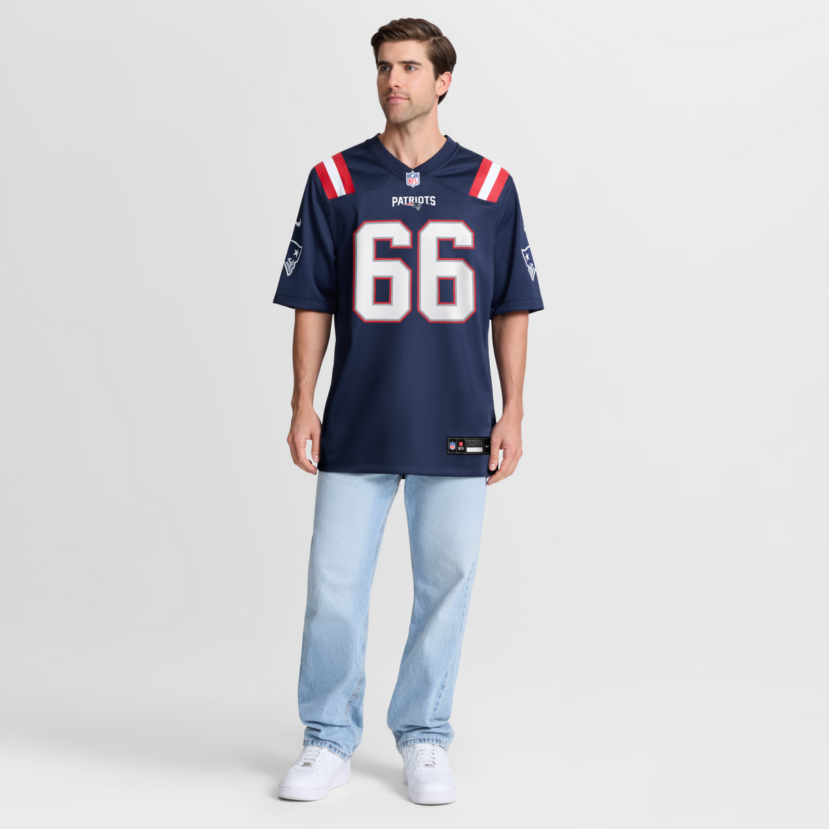 New England Patriots Will Campbell Navy Team Game Jersey