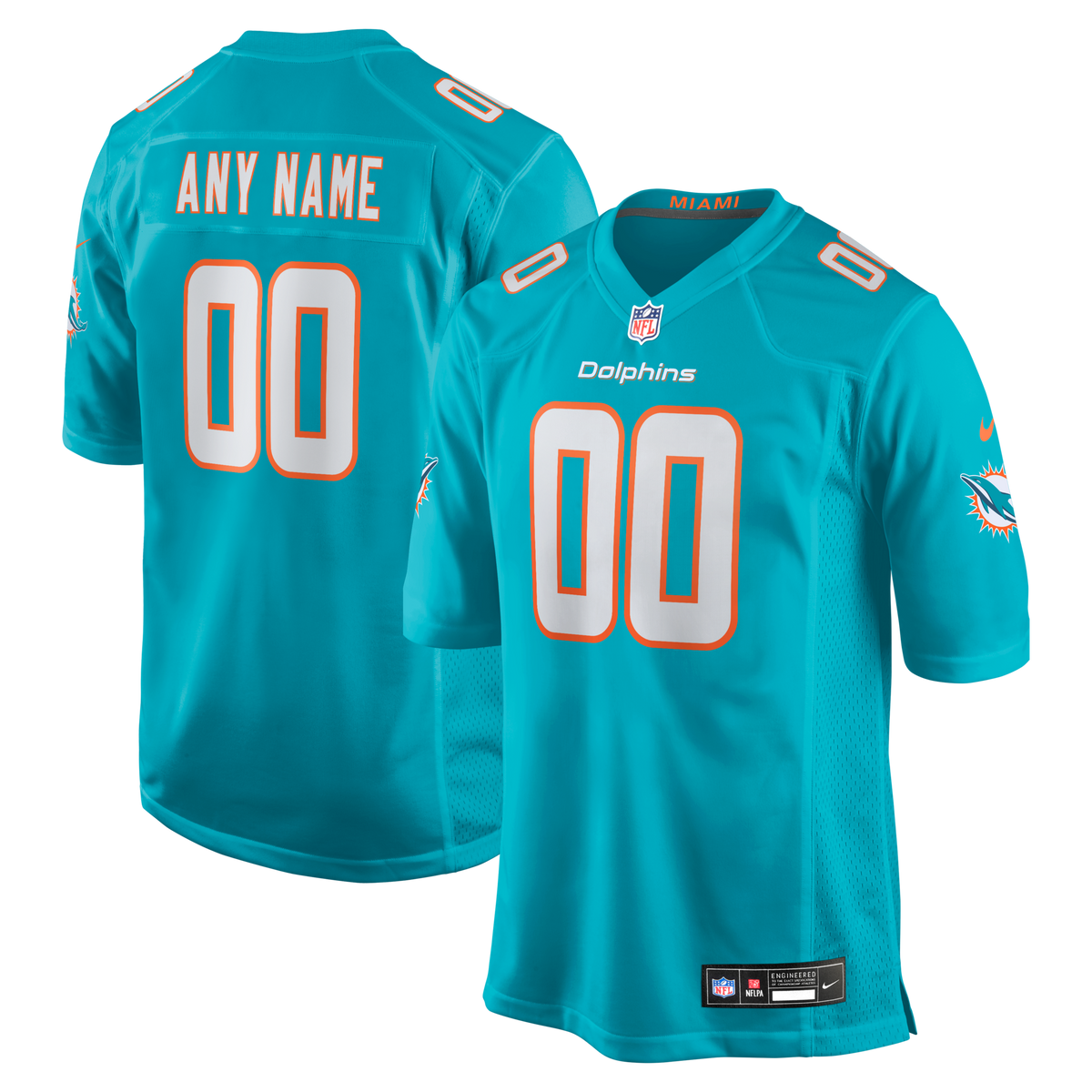 Miami Dolphins Aqua Custom Game Jersey