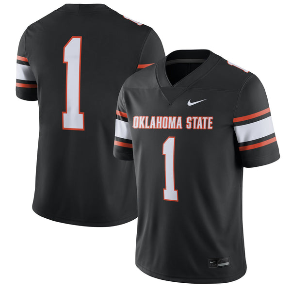#1 Black Oklahoma State Cowboys Game Jersey