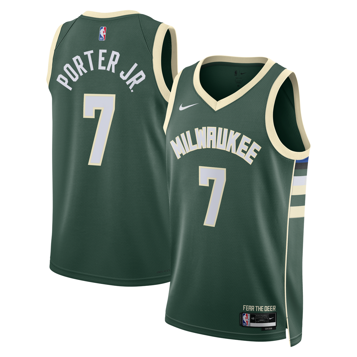 Milwaukee Bucks Icon Edition Swingman Jersey - Hunter Green - Kevin Porter Jr.
