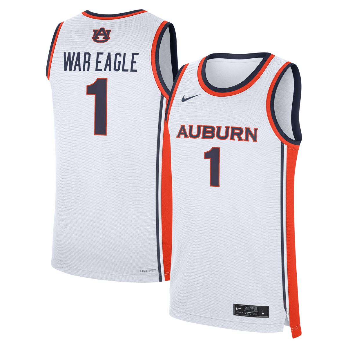 White Auburn Tigers #1 Home War Eagle Replica Basketball Jersey