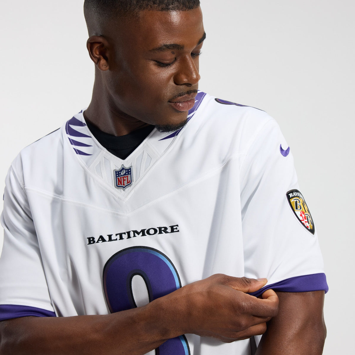 Baltimore Ravens Lamar Jackson White Vapor F.U.S.E. Stitched Limited Jersey