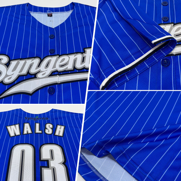 Custom Royal White Pinstripe White-Black Authentic Baseball Jersey
