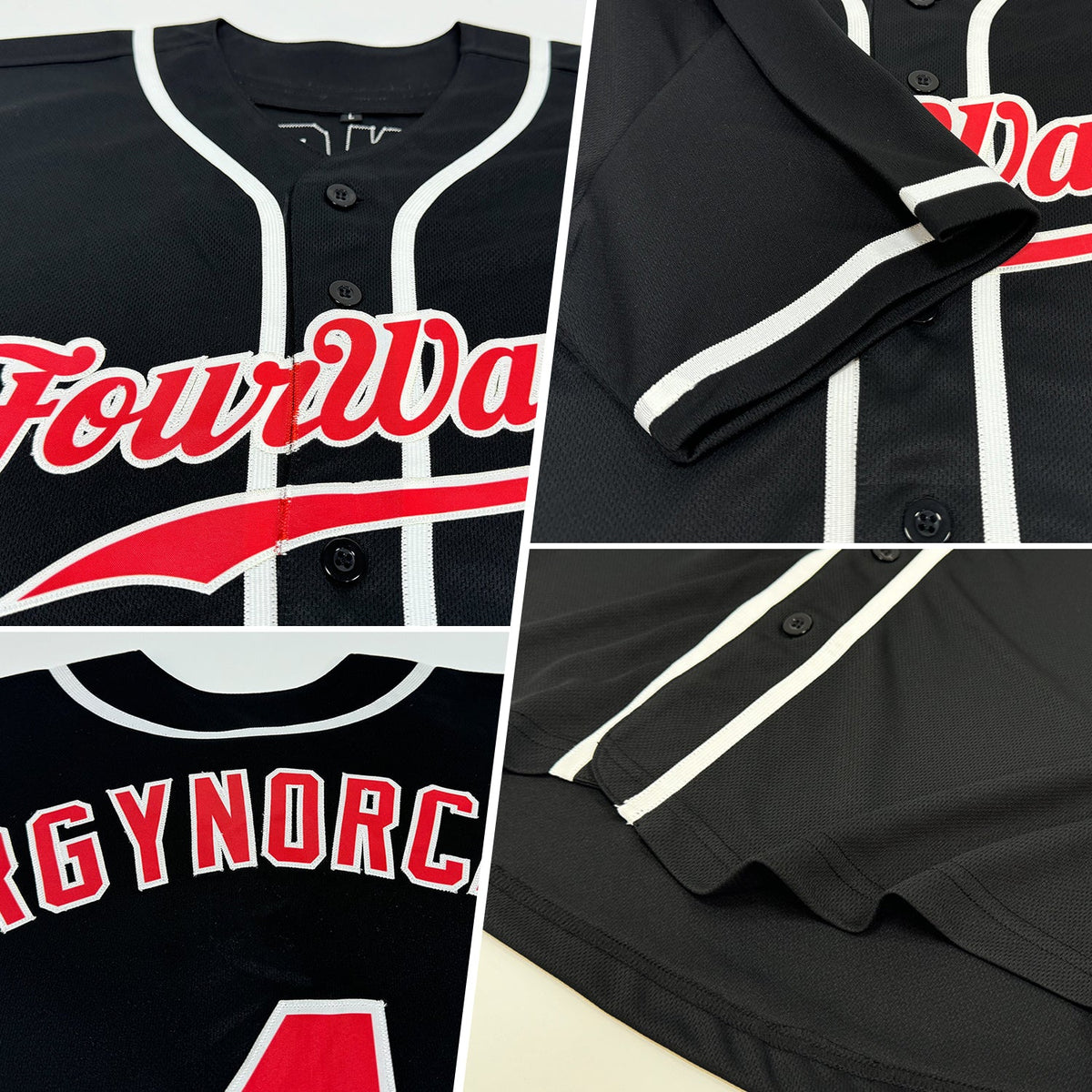 Custom Black Red-White Authentic Baseball Jersey