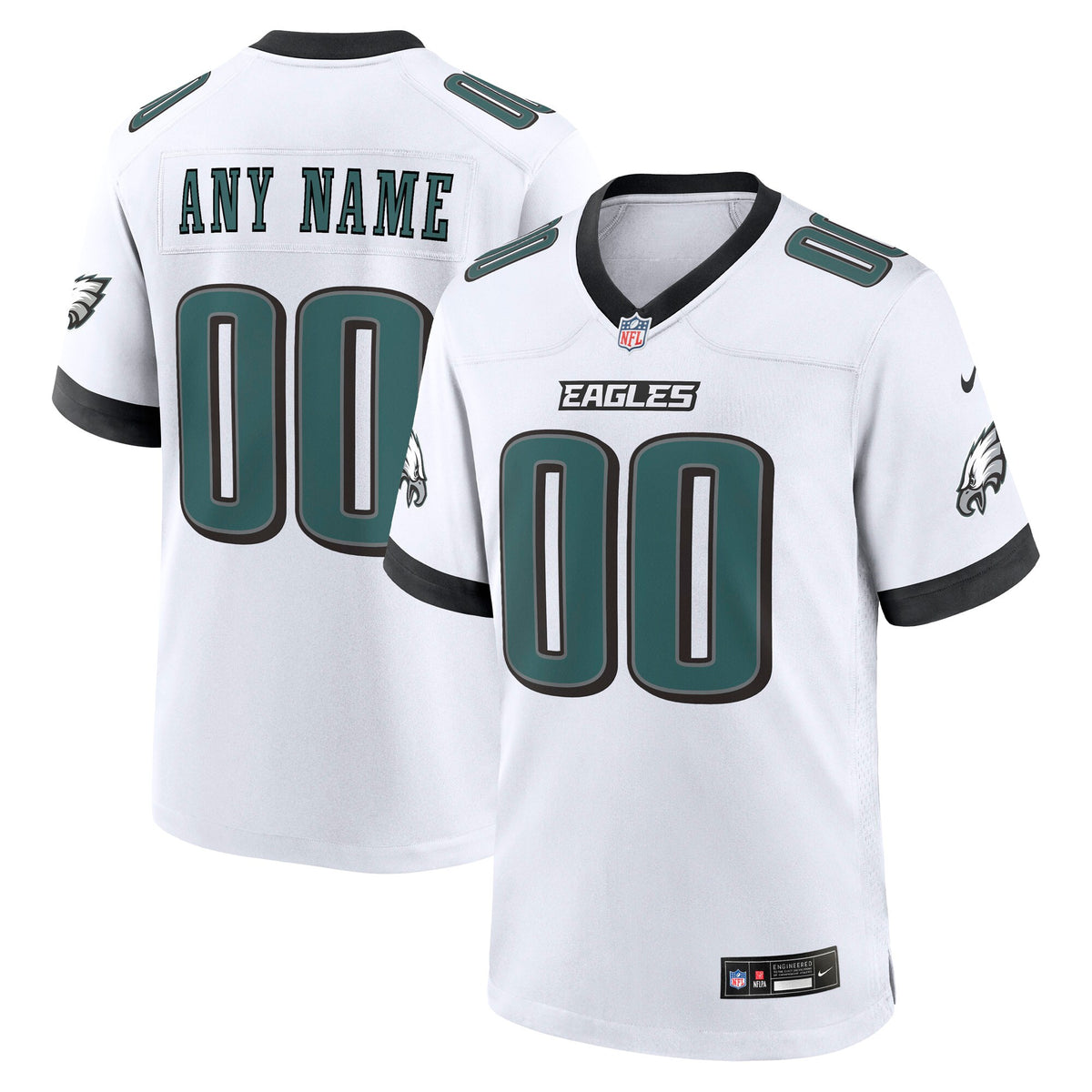Philadelphia Eagles White White Custom Game Jersey
