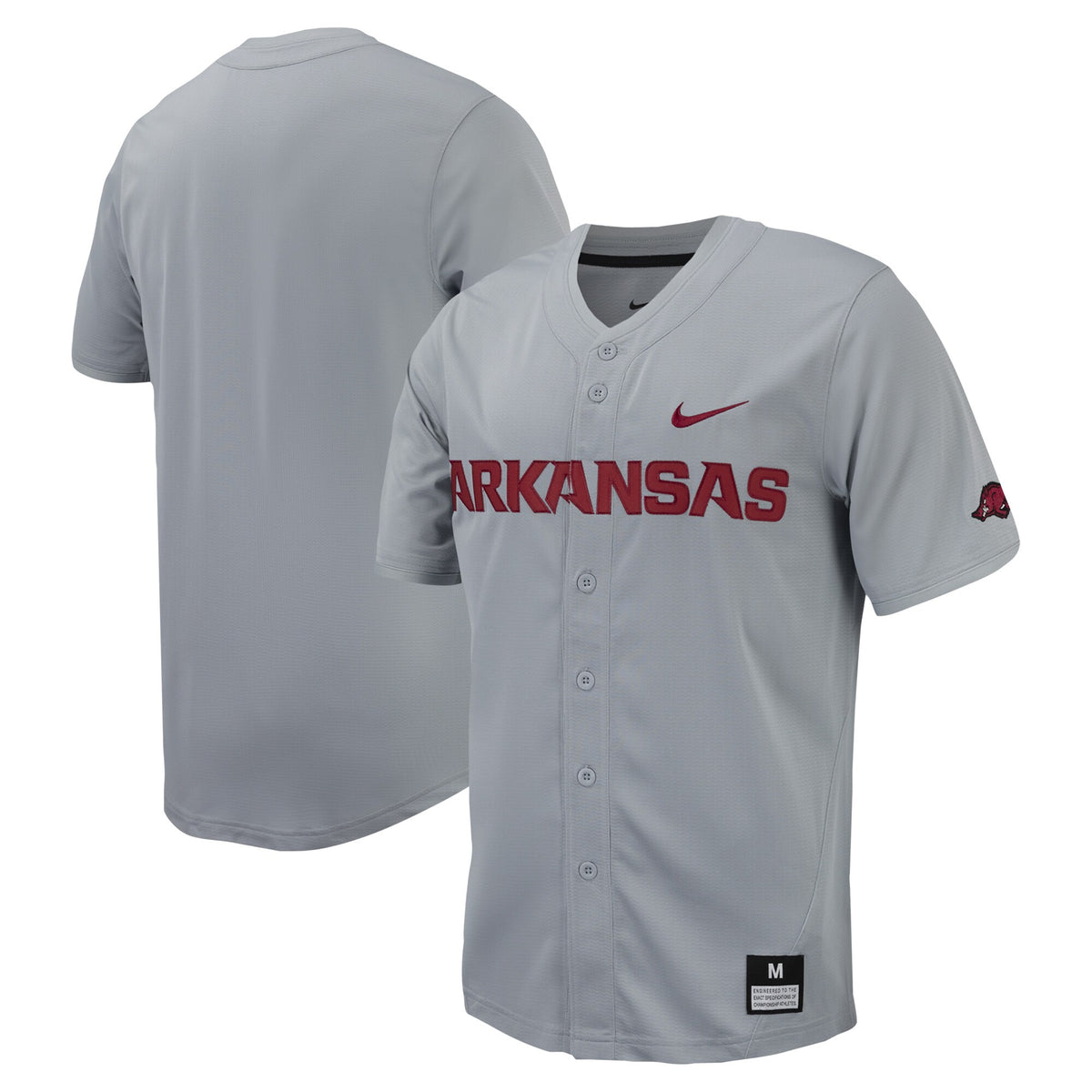 Gray Arkansas Razorbacks Replica Full-Button Baseball Jersey
