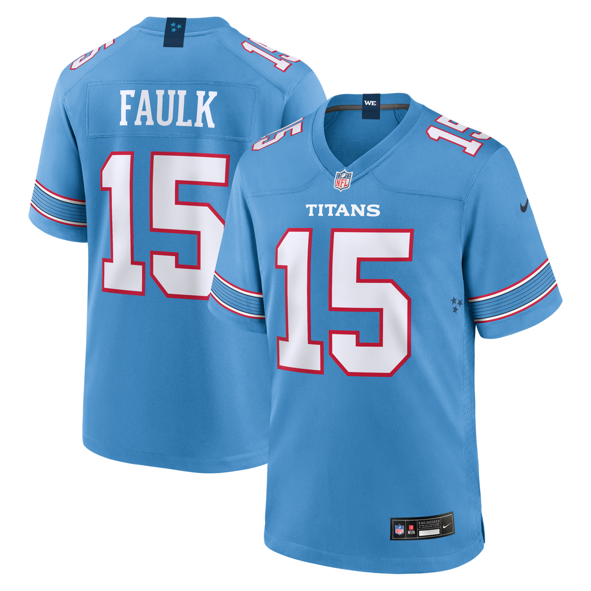 Tennessee Titans Keldric Faulk Light Blue Team Game Jersey