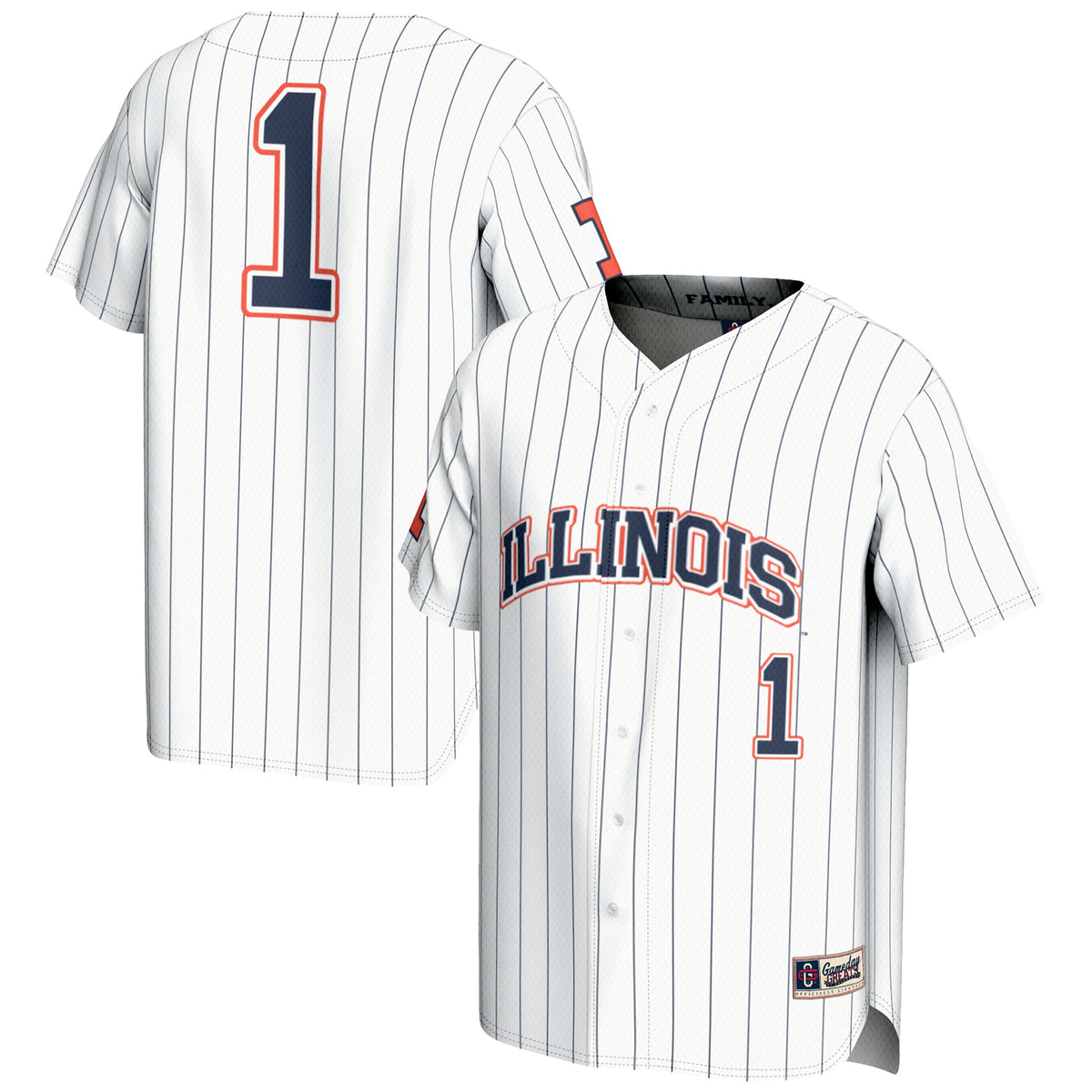 GameDay Greats #1 White Illinois Fighting Illini Lightweight Baseball Jersey