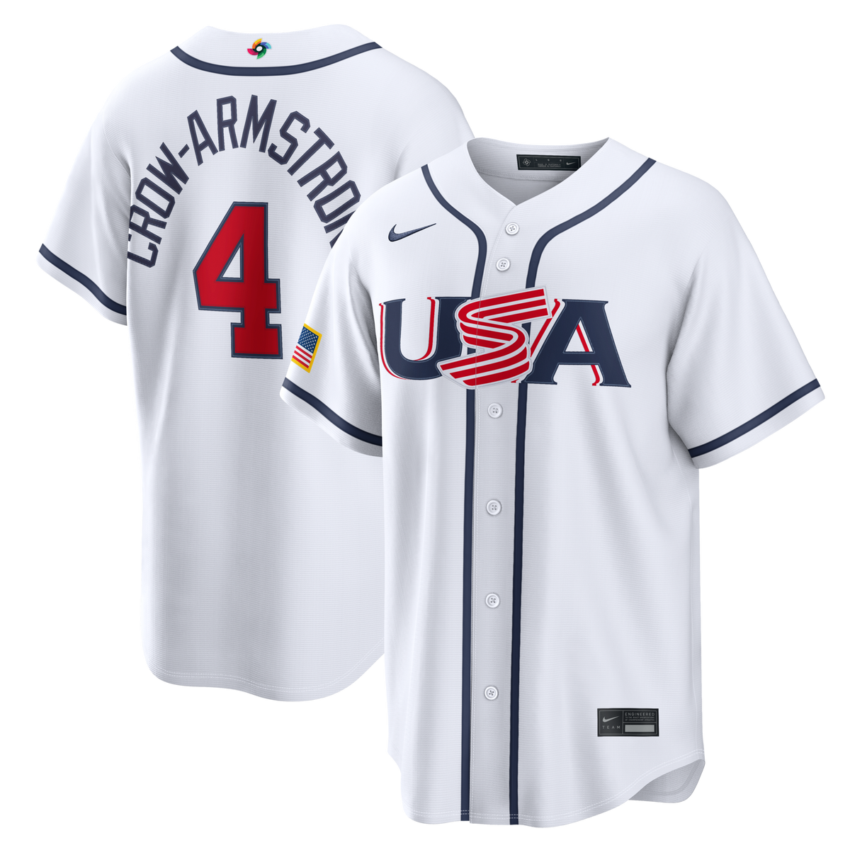 USA Baseball Pete Crow-Armstrong White 2026 World Baseball Classic Home Stadium Jersey