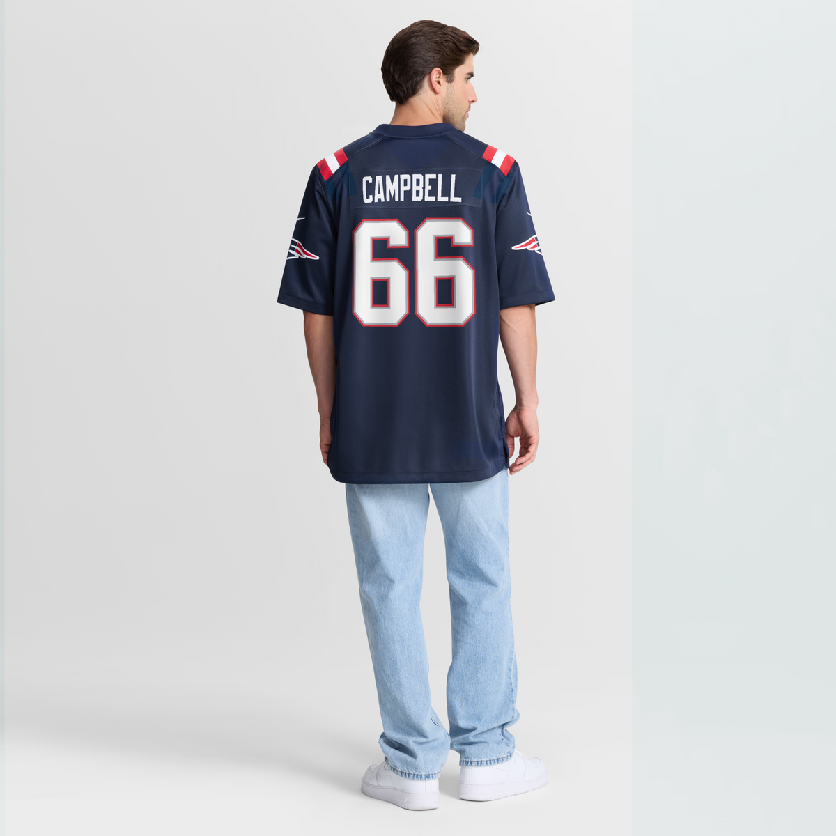 New England Patriots Will Campbell Navy Team Game Jersey