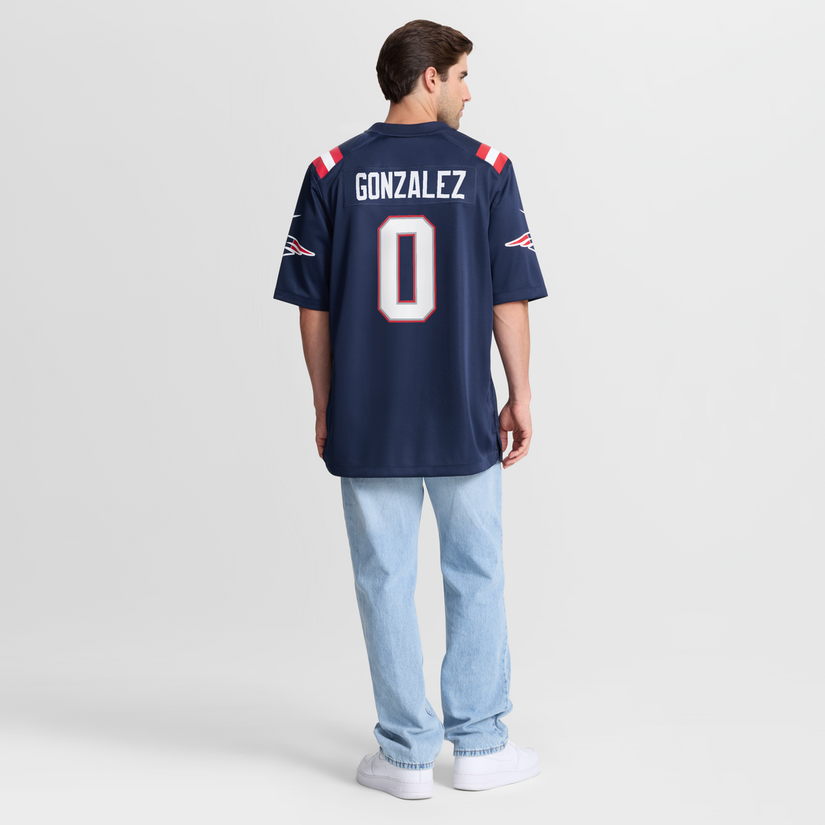 New England Patriots Christian Gonzalez Navy Team Game Jersey