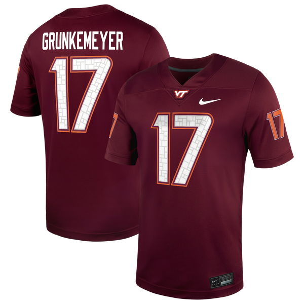 Ethan Grunkemeyer Virginia Tech Hokies Home Game Jersey - Maroon