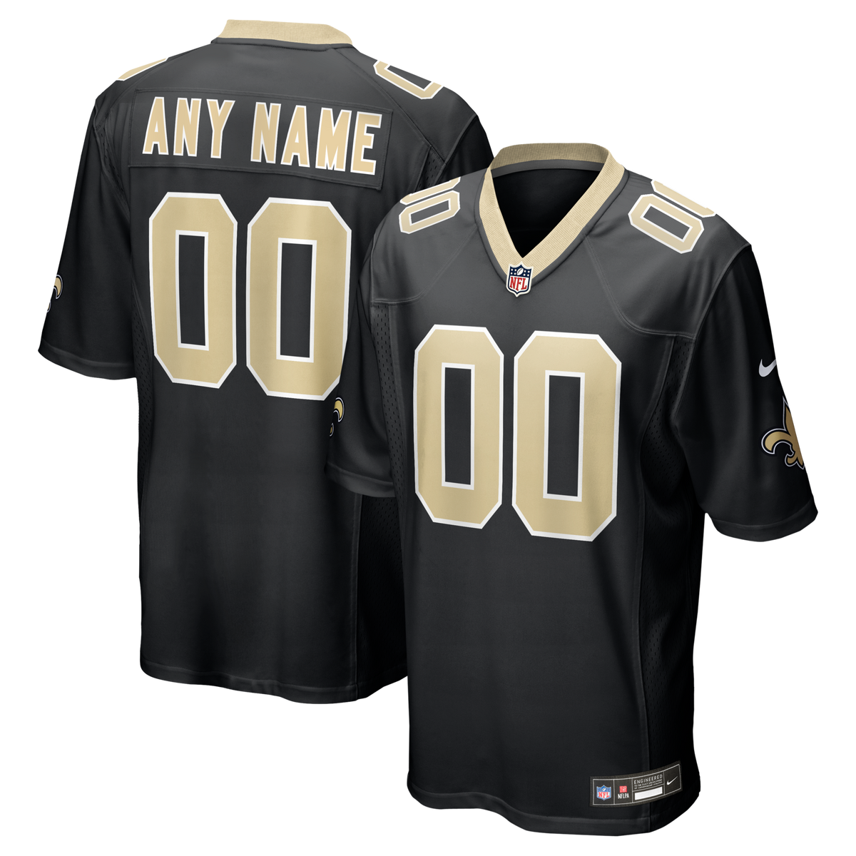 New Orleans Saints Black Custom Game Jersey