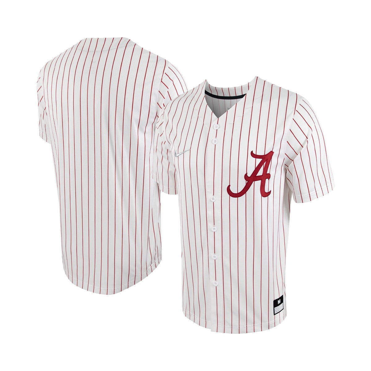 White/Crimson Alabama Crimson Tide Pinstripe Replica Full-Button Baseball Jersey