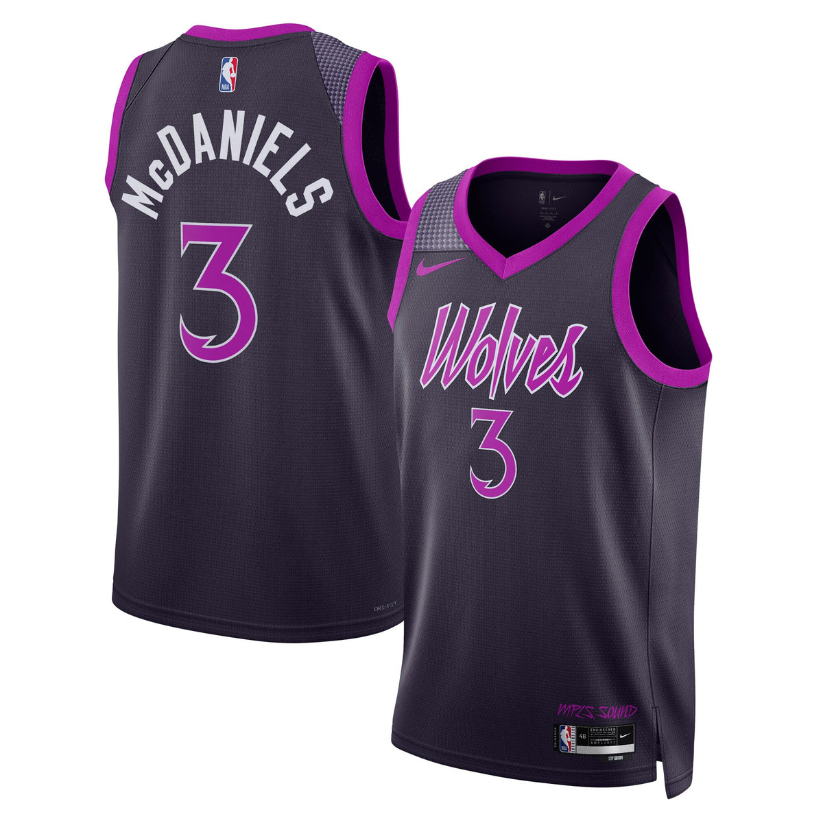 Minnesota Timberwolves 2025/26 City Edition Swingman Jersey - Black - Jaden McDaniels