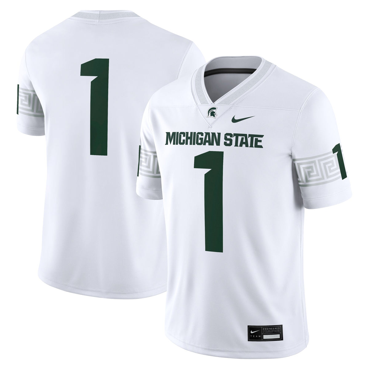 #1 White Michigan State Spartans Game Jersey
