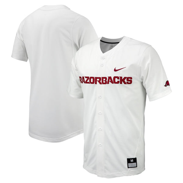 White Arkansas Razorbacks Replica Full-Button Baseball Jersey