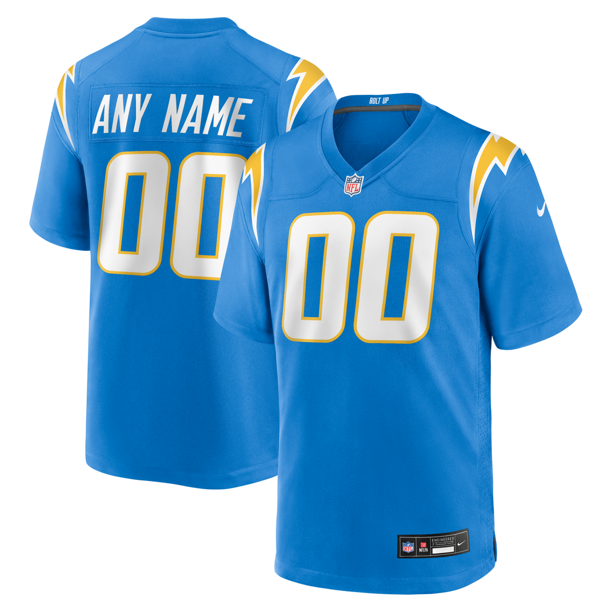 Los Angeles Chargers Powder Blue Custom Game Jersey