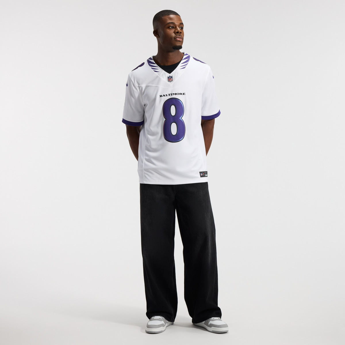 Baltimore Ravens Lamar Jackson White Vapor F.U.S.E. Stitched Limited Jersey