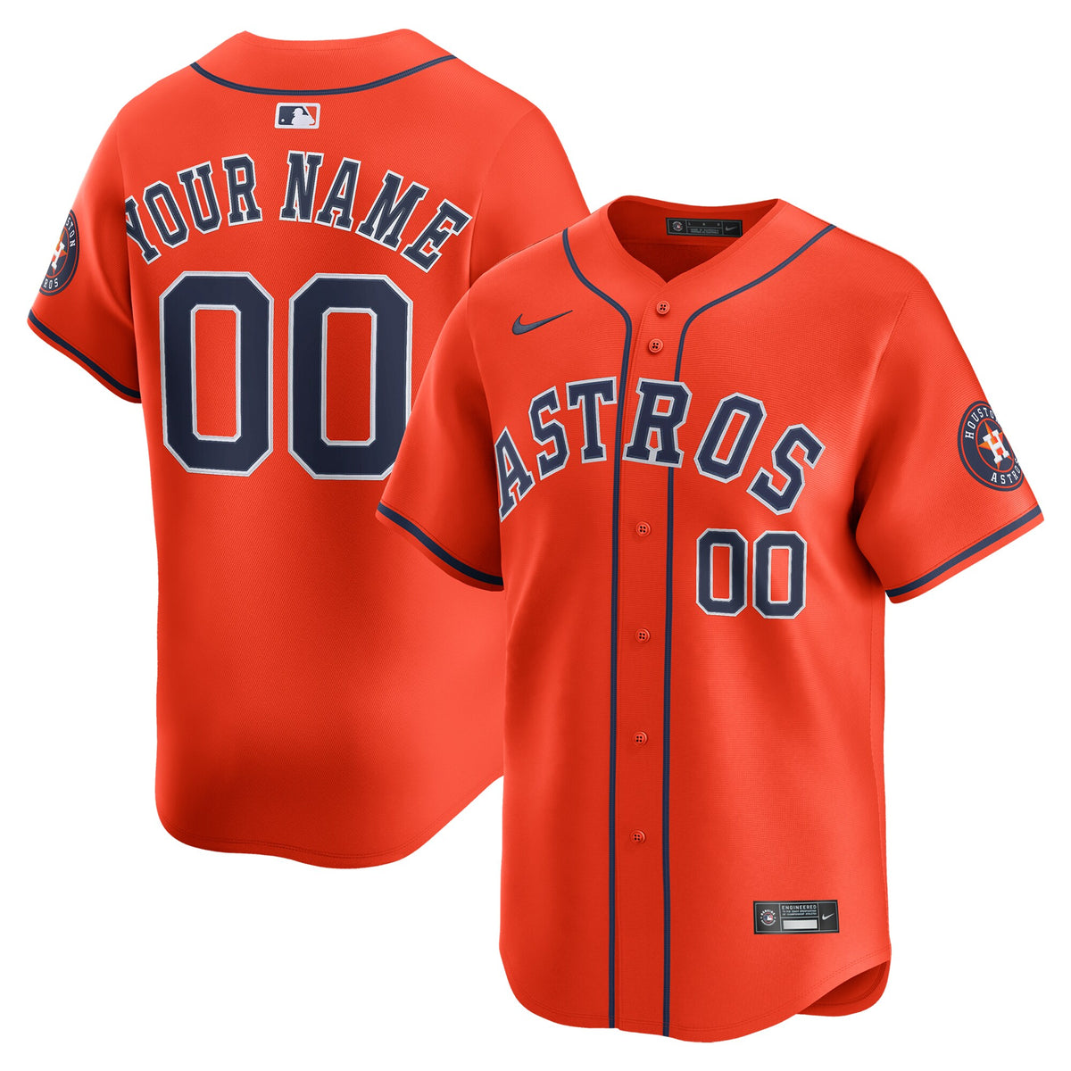 Houston Astros Orange Alternate Limited Custom Jersey